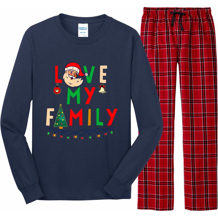 Love My Family Vintage Santa Family Christmas Pajama Long Sleeve Pajama Set