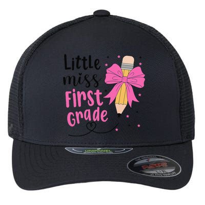 Little Miss First Grade Back To School Rainbow Flexfit Unipanel Trucker Cap