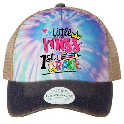 Little Miss First Grade Back To School 1st Grader Kids Legacy Tie Dye Trucker Hat