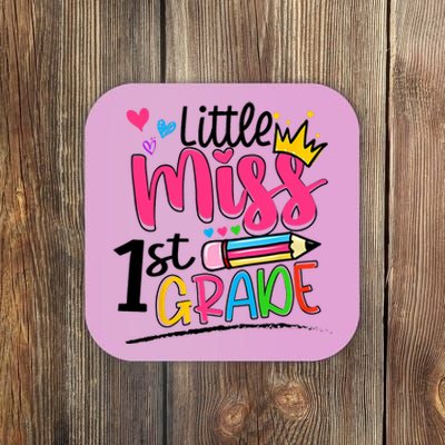 Little Miss First Grade Back To School 1st Grader Kids Coaster