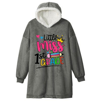 Little Miss First Grade Back To School 1st Grader Kids Hooded Wearable Blanket