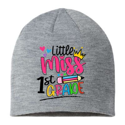 Little Miss First Grade Back To School 1st Grader Kids Sustainable Beanie