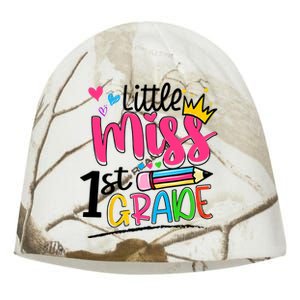 Little Miss First Grade Back To School 1st Grader Kids Kati - Camo Knit Beanie