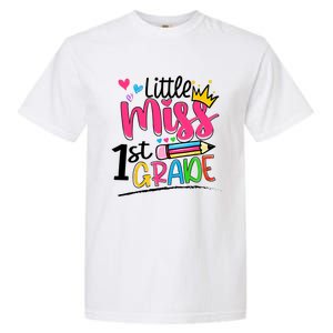 Little Miss First Grade Back To School 1st Grader Kids Garment-Dyed Heavyweight T-Shirt