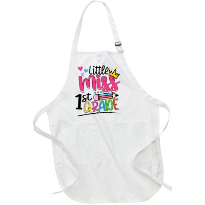 Little Miss First Grade Back To School 1st Grader Kids Full-Length Apron With Pockets