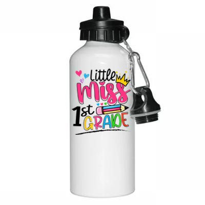 Little Miss First Grade Back To School 1st Grader Kids Aluminum Water Bottle