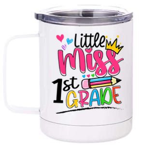 Little Miss First Grade Back To School 1st Grader Kids 12 oz Stainless Steel Tumbler Cup