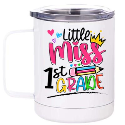 Little Miss First Grade Back To School 1st Grader Kids 12 oz Stainless Steel Tumbler Cup