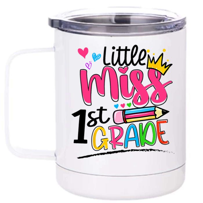 Little Miss First Grade Back To School 1st Grader Kids 12 oz Stainless Steel Tumbler Cup