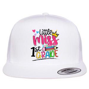 Little Miss First Grade Back To School 1st Grader Kids Flat Bill Trucker Hat