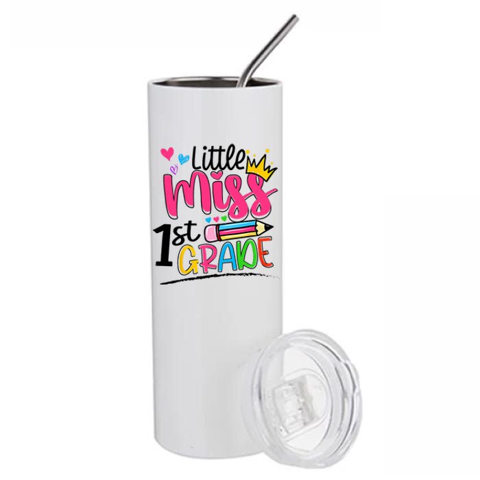 Little Miss First Grade Back To School 1st Grader Kids Stainless Steel Tumbler