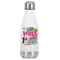 Little Miss First Grade Back To School 1st Grader Kids Stainless Steel Insulated Water Bottle