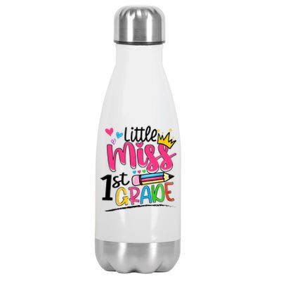 Little Miss First Grade Back To School 1st Grader Kids Stainless Steel Insulated Water Bottle