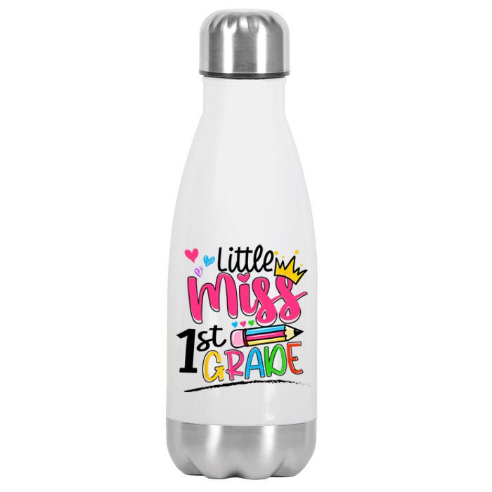 Little Miss First Grade Back To School 1st Grader Kids Stainless Steel Insulated Water Bottle