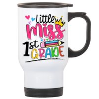 Little Miss First Grade Back To School 1st Grader Kids Stainless Steel Travel Mug