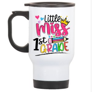 Little Miss First Grade Back To School 1st Grader Kids Stainless Steel Travel Mug