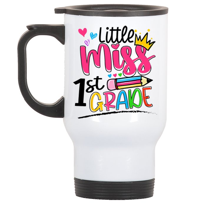 Little Miss First Grade Back To School 1st Grader Kids Stainless Steel Travel Mug