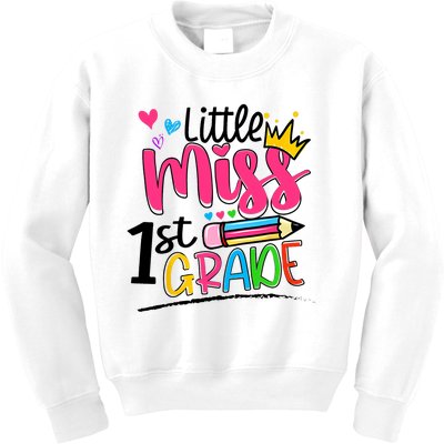 Little Miss First Grade Back To School 1st Grader Kids Kids Sweatshirt