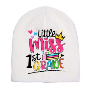 Little Miss First Grade Back To School 1st Grader Kids Short Acrylic Beanie