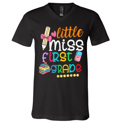 Little Miss First Grade Back To School V-Neck T-Shirt