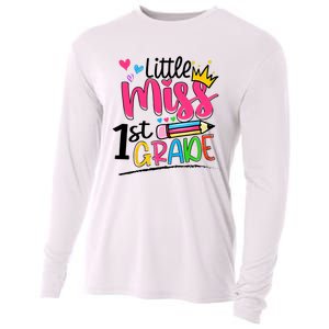 Little Miss First Grade Shirts Back To School 1st Grader Kids Cooling Performance Long Sleeve Crew