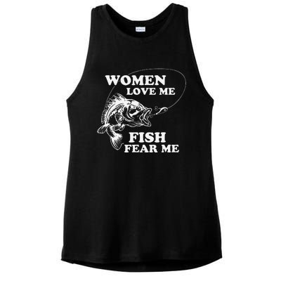 Love Me Fish Fear Me Funny Fathers Day Present For Ladies PosiCharge Tri-Blend Wicking Tank