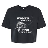 Love Me Fish Fear Me Funny Fathers Day Present For Bella+Canvas Jersey Crop Tee