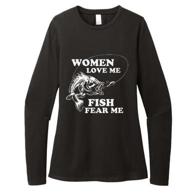 Love Me Fish Fear Me Funny Fathers Day Present For Womens CVC Long Sleeve Shirt