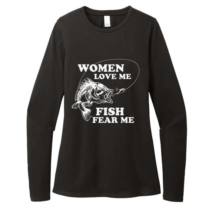 Love Me Fish Fear Me Funny Fathers Day Present For Womens CVC Long Sleeve Shirt