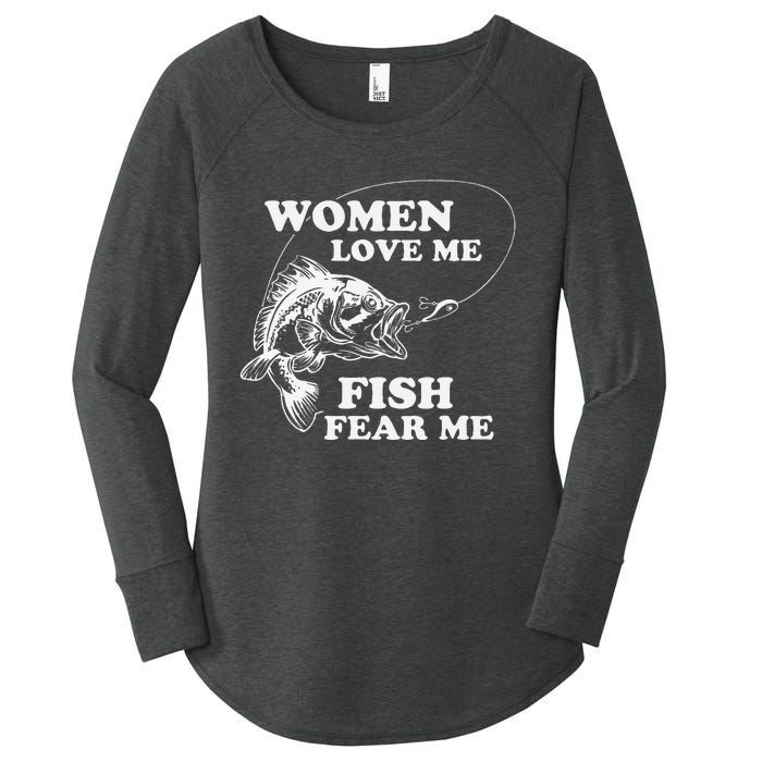 Love Me Fish Fear Me Funny Fathers Day Present For Women's Perfect Tri Tunic Long Sleeve Shirt