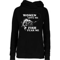 Love Me Fish Fear Me Funny Fathers Day Present For Womens Funnel Neck Pullover Hood