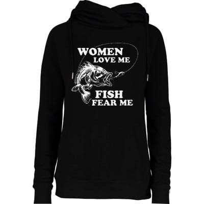 Love Me Fish Fear Me Funny Fathers Day Present For Womens Funnel Neck Pullover Hood