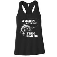 Love Me Fish Fear Me Funny Fathers Day Present For Women's Racerback Tank