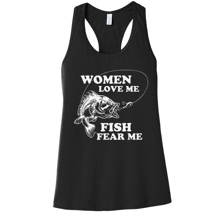 Love Me Fish Fear Me Funny Fathers Day Present For Women's Racerback Tank