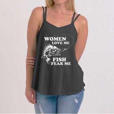 Love Me Fish Fear Me Funny Fathers Day Present For Women's Strappy Tank