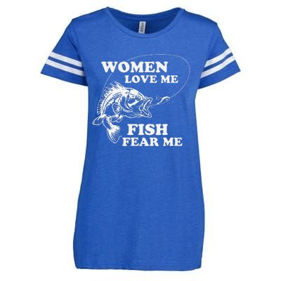 Love Me Fish Fear Me Funny Fathers Day Present For Enza Ladies Jersey Football T-Shirt