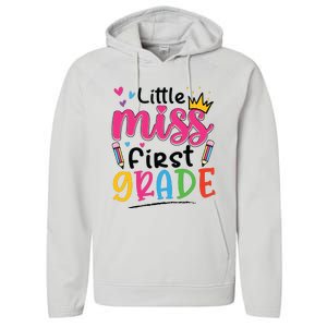 Little Miss First Grade Back To School 1st Grade Girl Performance Fleece Hoodie