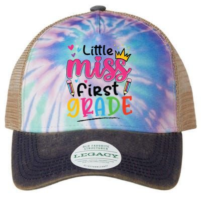 Little Miss First Grade Back To School 1st Grade Girl Legacy Tie Dye Trucker Hat