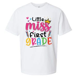 Little Miss First Grade Back To School 1st Grade Girl Sueded Cloud Jersey T-Shirt