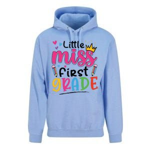 Little Miss First Grade Back To School 1st Grade Girl Unisex Surf Hoodie