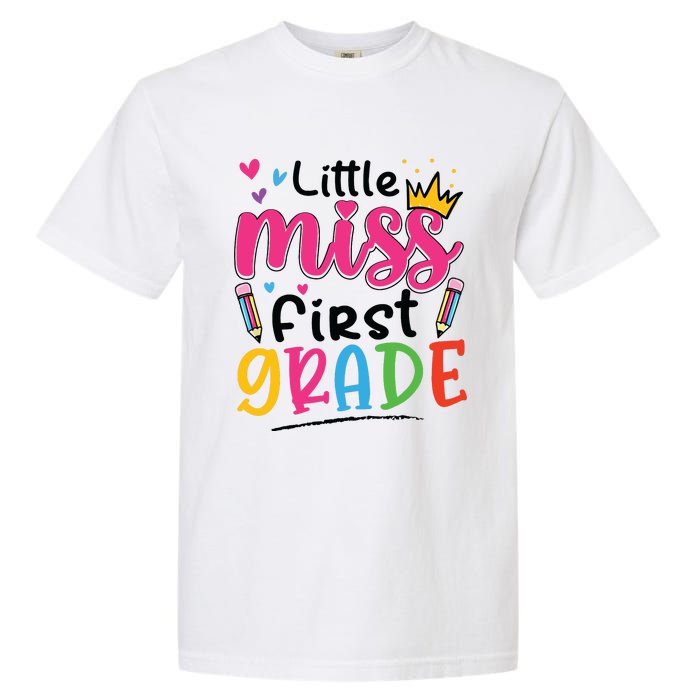 Little Miss First Grade Back To School 1st Grade Girl Garment-Dyed Heavyweight T-Shirt