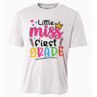 Little Miss First Grade Back To School 1st Grade Girl Cooling Performance Crew T-Shirt