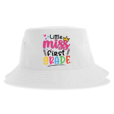 Little Miss First Grade Back To School 1st Grade Girl Sustainable Bucket Hat