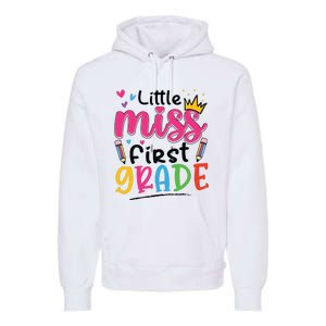 Little Miss First Grade Back To School 1st Grade Girl Premium Hoodie