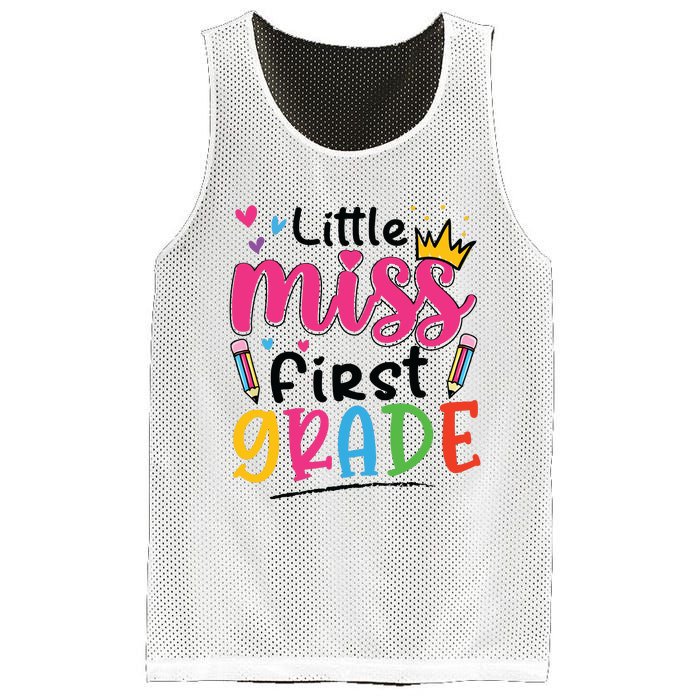 Little Miss First Grade Back To School 1st Grade Girl Mesh Reversible Basketball Jersey Tank