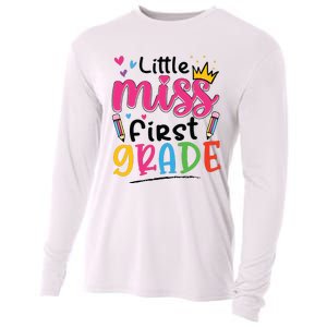 Little Miss First Grade Back To School 1st Grade Girl Cooling Performance Long Sleeve Crew