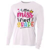 Little Miss First Grade Back To School 1st Grade Girl Cooling Performance Long Sleeve Crew