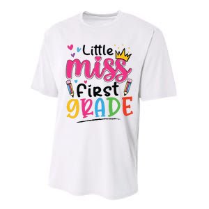 Little Miss First Grade Back To School 1st Grade Girl Performance Sprint T-Shirt