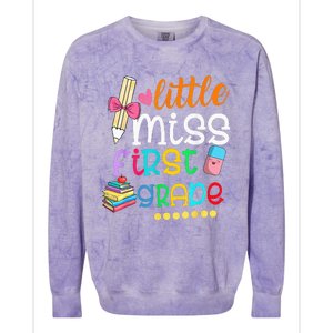 Little Miss First Grade Back To School 1st Grader Colorblast Crewneck Sweatshirt