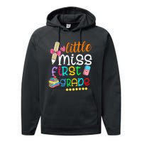 Little Miss First Grade Back To School 1st Grader Performance Fleece Hoodie